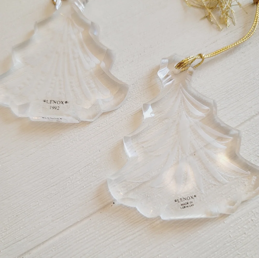 Vintage Lenox Crystal 1991 Christmas Ornaments (2)